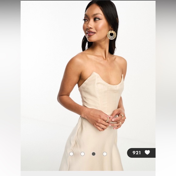 ASOS DESIGN Strapless Corset Mini Dress in Ivory - Picture 2 of 5